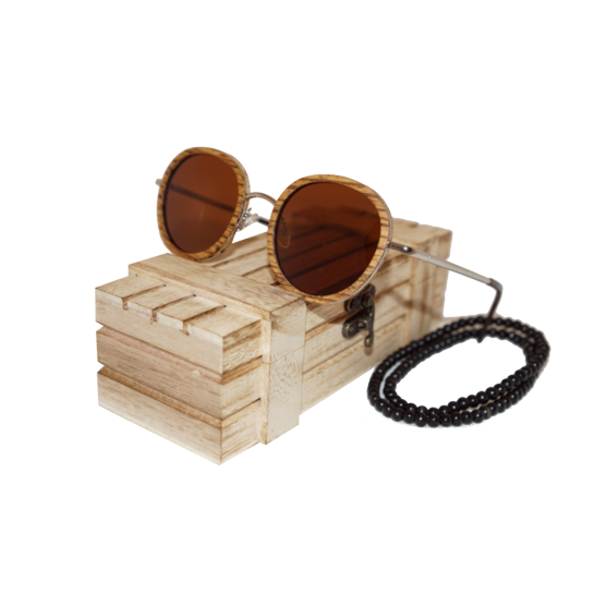 Sluneční Dřevěné Brýle – Round (Unisex) set